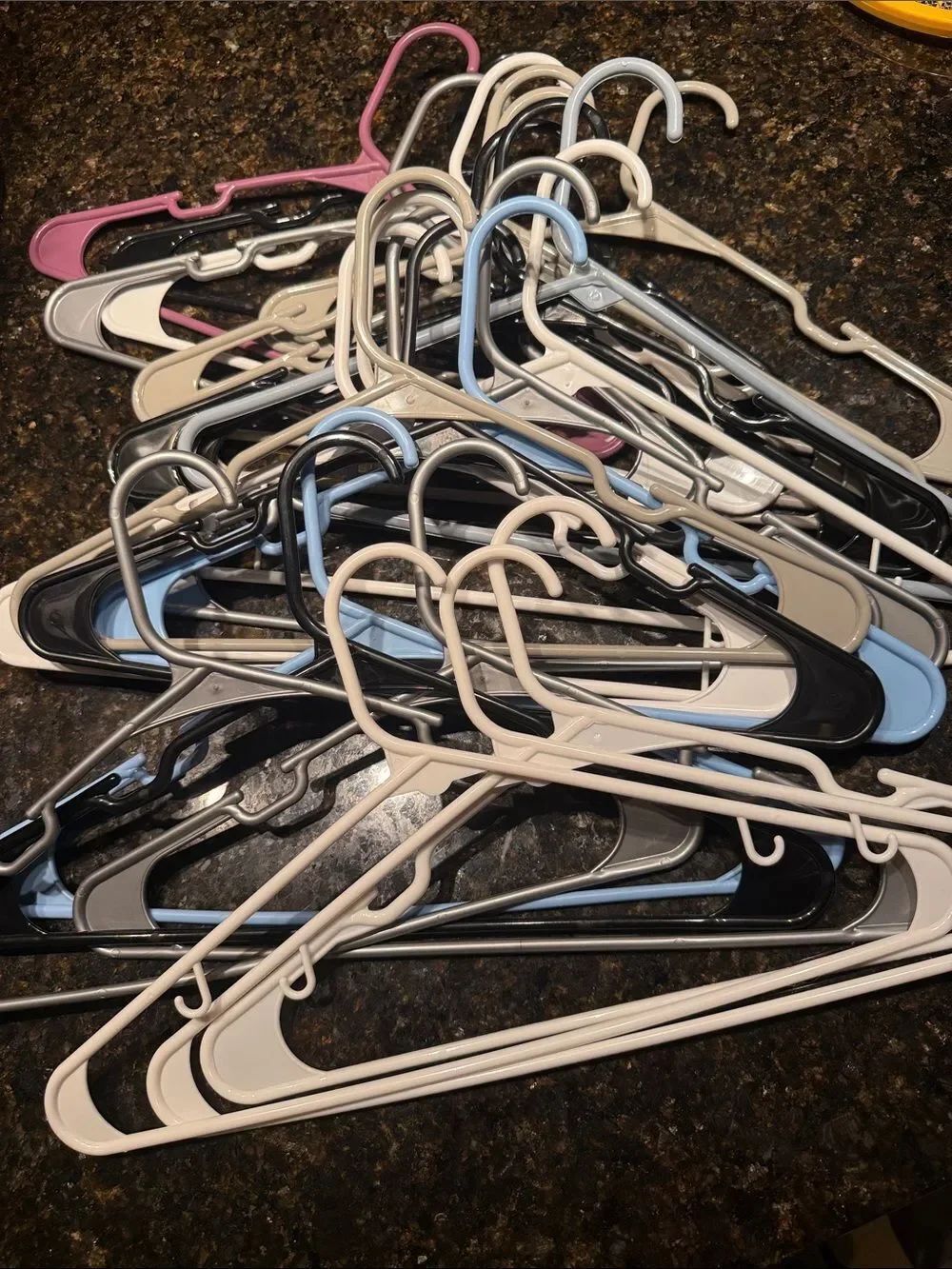 Set of Mixed Colors Plastic Clothing Hangers - Set of 30 HANGERS
